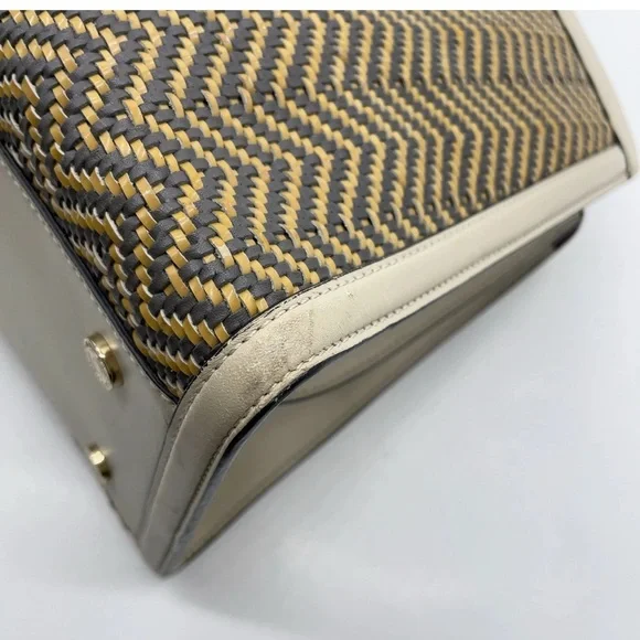 Auth Bvlgari Isabella Rossellini Leather White x Multicolor Handbag - Picture 12 of 16